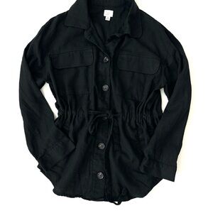 Linen Utility Jacket A New Day Black Button Front M